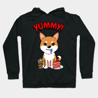 Cute orange dog is having coffee and cake Hoodie